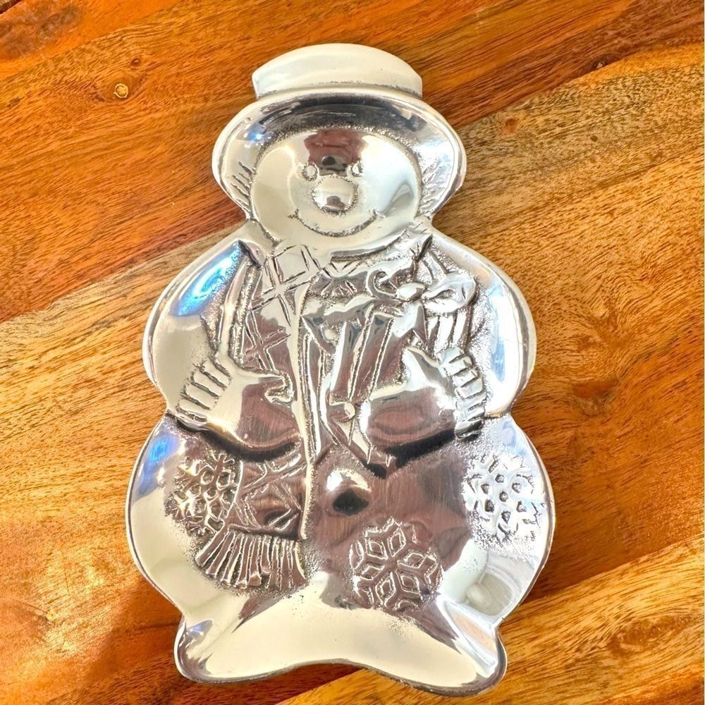 Holland Boone Polished Pewter Snowman Candy Nut Dish